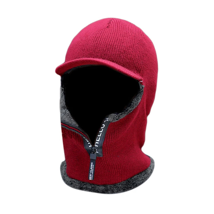 New Men Winter Warm Wool Hat Outdoor Ear Protection Hats Warm Thick Bicycle Knitted Capd Scarf Windproof Visors Cap