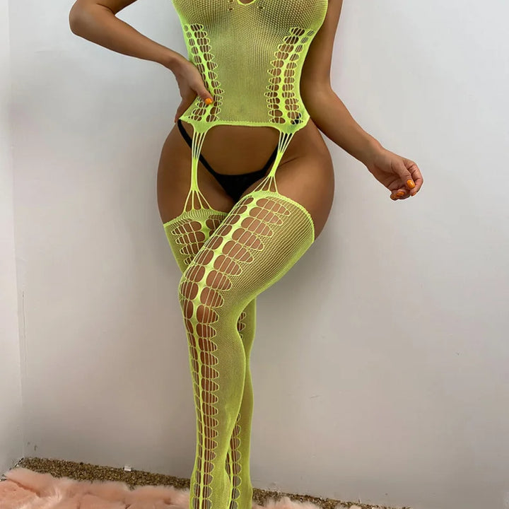 Sexy Bodystocking Open Crotch Women Sexy Tights Crotchless Pantyhose Fishnet Full Body Stockings Clu Bwear Nightwear