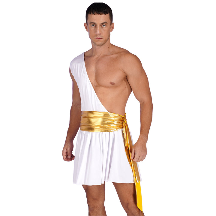 Men's  Ancient Greek God Halloween Party Costume Cosplay One Shoulder Strap Skirts Knight Warrior Theatrical Performance Outfit