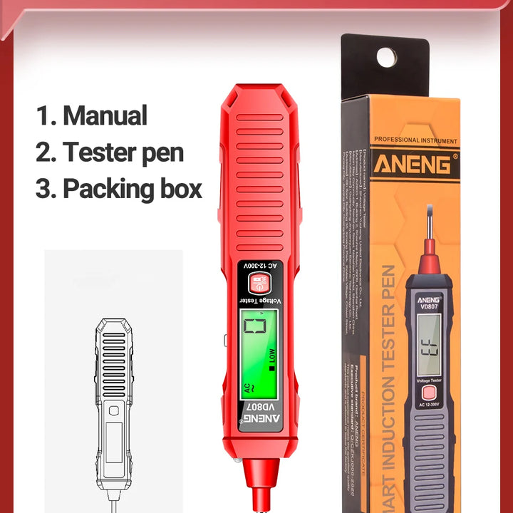 ANENG VD807 One-word Induction Portable 50/60Hz Smart Electric Pen Tester NCV Sensor AC 12-300V Non-contact Wire Detector Tools