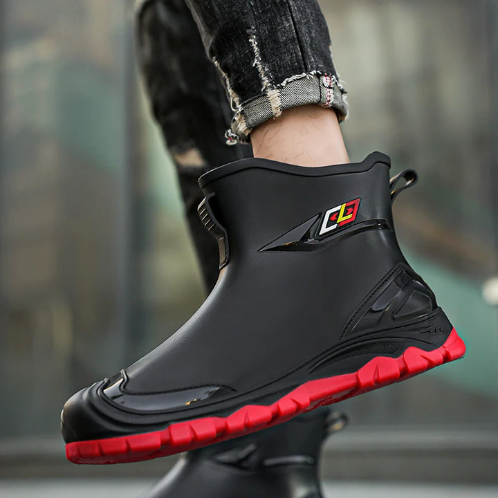 Men's Waterproof Rain Bootssingle Shoes Wear-resistant Mid-tube Rain Boots=Buataisí Báistí Na Bhfear=botas De Lluvia Para Hombre