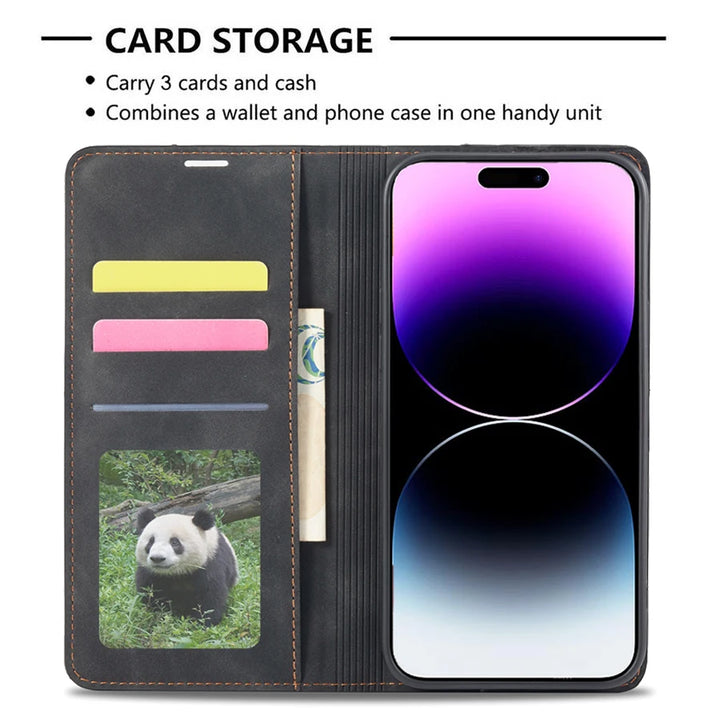 Wallet Luxury Skin Friendly Magnetic Flip With Card Slot Stand Leather Case For iPhone 15 Pro Max 14 Plus 13 12 11 X XS XR 8 7