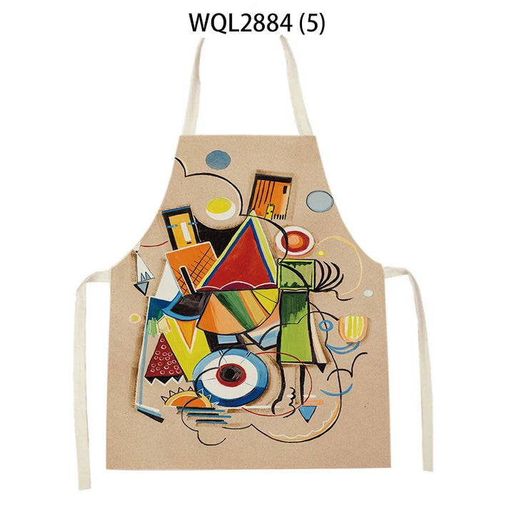 Creative Abstract Geometry Animal Printed Kitchen Aprons Baking Cooking Accessories Dog Koala Bear Pattern Apron Cleaning Tools