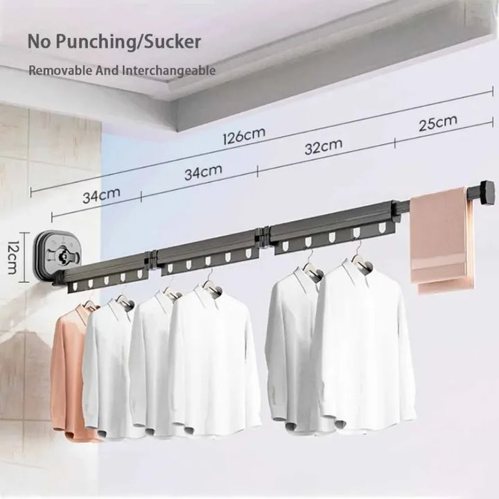 Folding Clothes Hanger Indoor Retractable Cloth Drying Rack Space Saving Home Laundry Clothesline Wall Mount Amp Clothing Rack