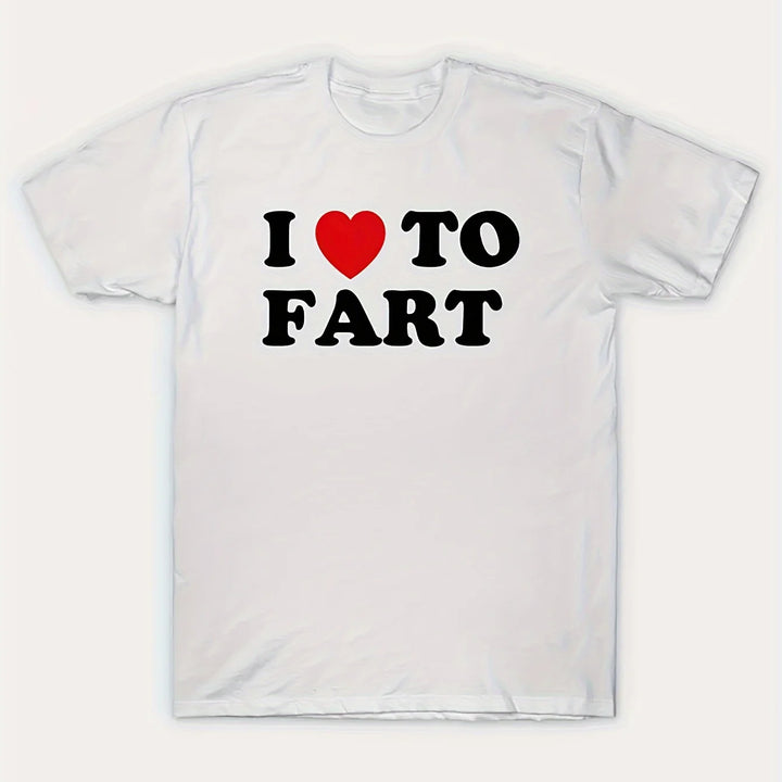 Unique I Love To Fart Graphic Print Crew Neck Short Sleeve  T-Shirt for Men - Comfortable Breathable and Fashionable Casual Wear