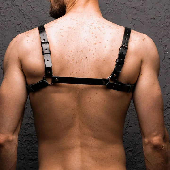 Men PU Leather Sexy Chest Body Harness Corset Straps Lingerie Bondage Clubwear Costume Casual Tight Fitting Erotic Men's Tops