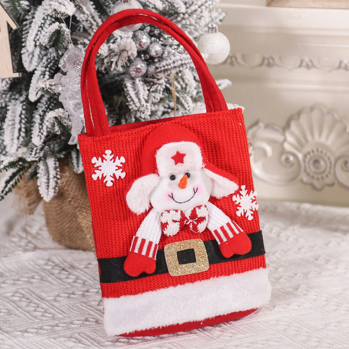 2024 New Christmas Decorations Santa Claus Snowman Bear Gift Bag Children's Candy Bag Handbag Wholesale Новогодние Украшения