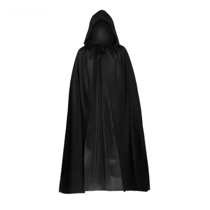 Masquerad Cloak Soft Unisex Hooded Black Robe Witch Long Cape Cosplay Costume Prop Party Performance Supplies Holiday Decoration