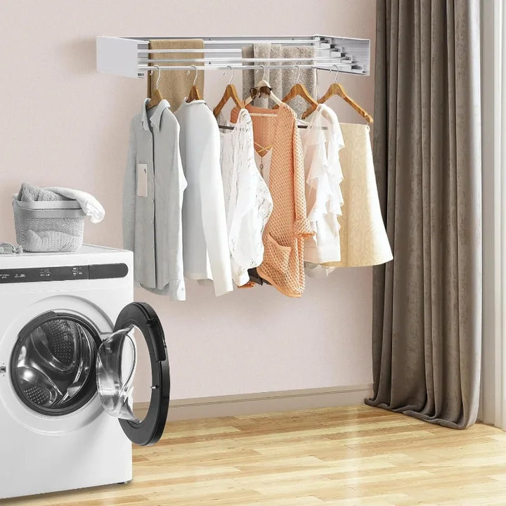 Laundry Drying Rack Collapsible,Wall Mounted Clothes Drying Rack Foldable,Indoor Drying Rack Clothing- 23.6" Wide 4 Aluminum