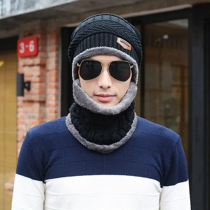 Winter Fleece Scarf Hats Thicken Plush Warm Beanies Wool Knit Caps Men Women Outdoor Cycling Ski Cold Protection Neck Mask Hat