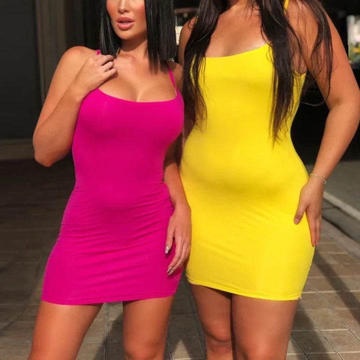 Bottom Dress Women Mini Dress Sexy Spaghetti Strap Bandage Backless Bodycon Dress Summer Slim Sleeveless Home Sleeping Dresses