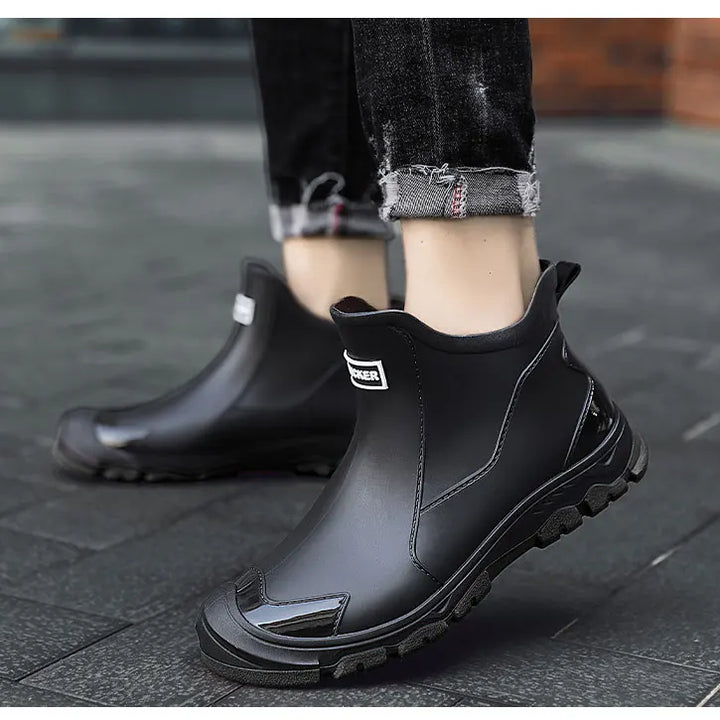 Men's Rain Boots Outdoor Casual Men Ankle Hiking Fishing Water Shoes Waterproof Work Boot Personality Non-slip Male Footwear