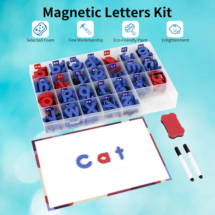 Magnetic Letters Kit Alphabet Magnets Toy 238 Pcs ABC Foam Large Double-Side Magnet Board Pen Board Eraser & Storage Box