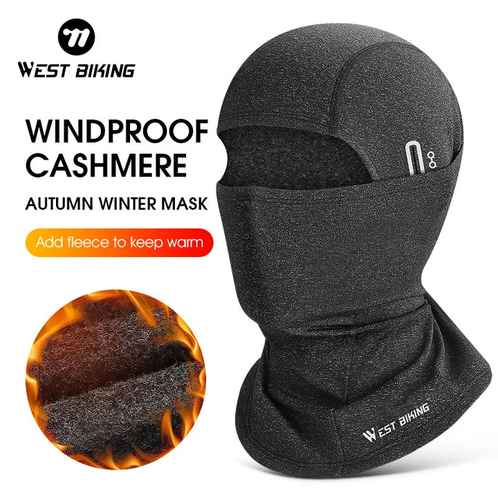 WEST BIKING Balaclava Cycling Cap Winter Warm Running Scarf Bike Full Face Cover Headwear Climbing Skiing Cold-proof Hat