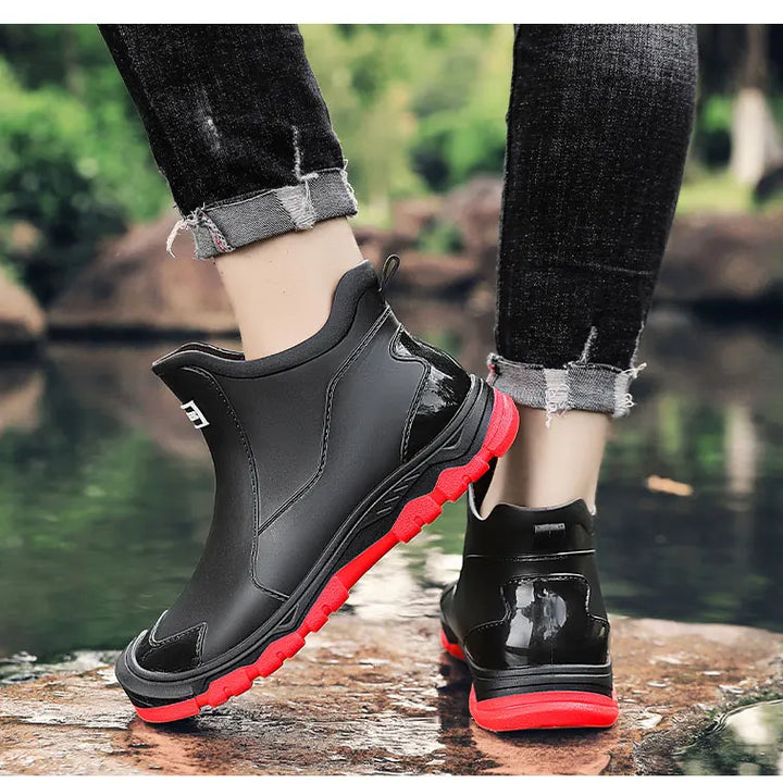 Men's Rain Boots Outdoor Casual Men Ankle Hiking Fishing Water Shoes Waterproof Work Boot Personality Non-slip Male Footwear