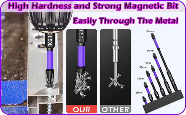 6/12 Pcs Magnetic Screwdriver Bits Non-slip Shockproof Phillips Impact Bits Hex Shank Alloy Steel Bits Suitable for Power Tools