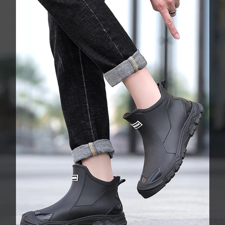 New Winter Cotton Mans Shoes Casual Men's Rain Boots Pvc Waterproof Rubber High Quality Mens Chef Fishing Shoes Size Plus 39-48