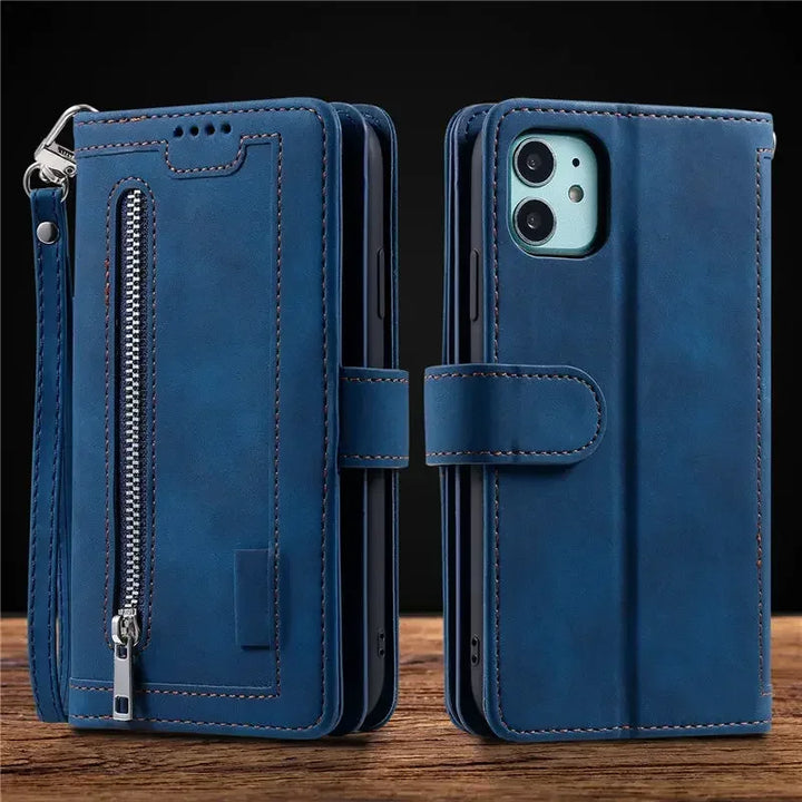 Zipper Wallet Case For Oneplus 12 11 11R 10T 10R 5G Multi 9-Card Slot Leather Flip Cover For One Plus 10 Pro 9 9R 8 8T 7 7T 6 6T