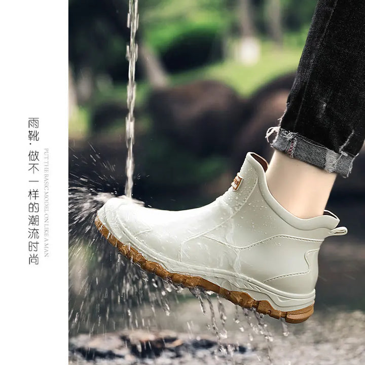 Men's Rain Boots Outdoor Casual Men Ankle Hiking Fishing Water Shoes Waterproof Work Boot Personality Non-slip Male Footwear