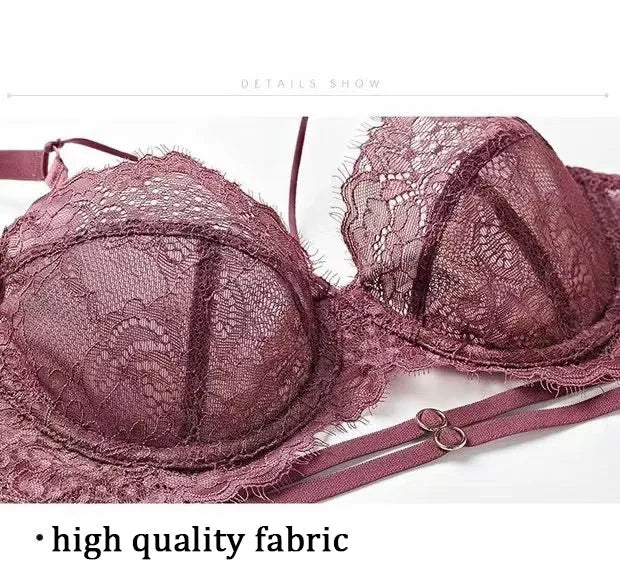 Logirlve Sexy Lingerie Ultra-thin Cup For Women underwear Classic Bandage Bra Set Push Up Brassiere Lace Plus Size Underwear Set