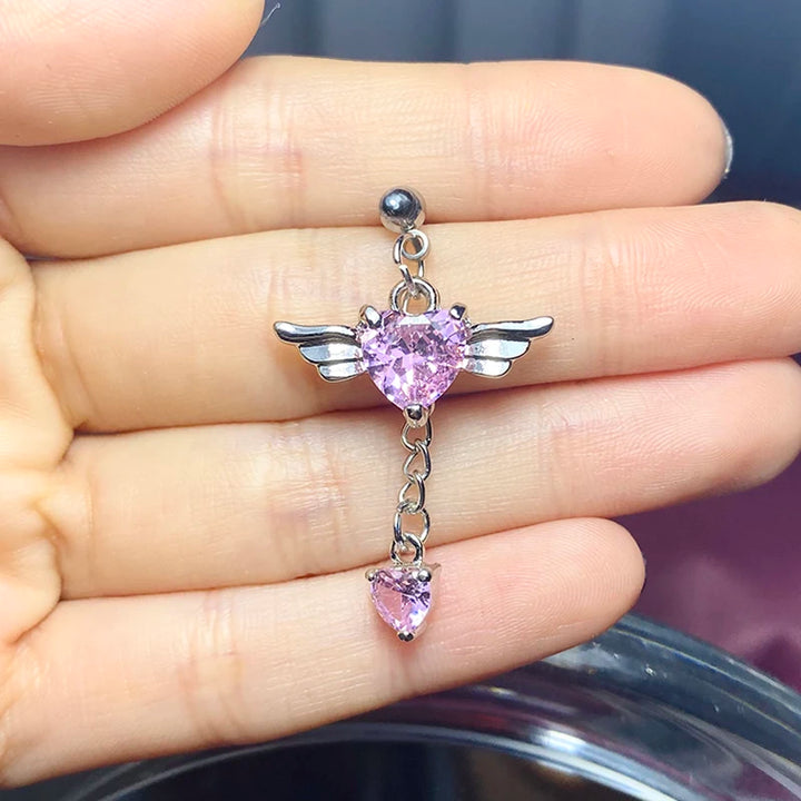 Gothic Pink Heart Cross Earrings Y2K Kpop Purple Zircon Cross Drop Earring for Women Grunge Egirl Earrings Jewelry Accessories