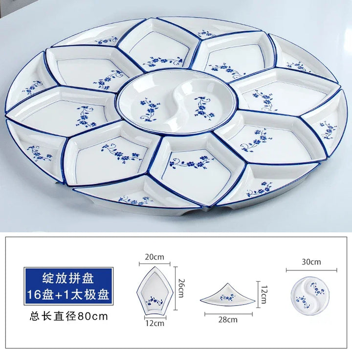 Set plate, net red set, set plate, tableware combination, ceramic dishes, dishes, round tables, dishes, creative household