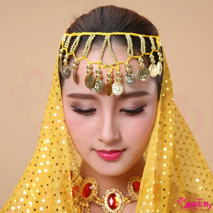 Women's Belly Dancing Accessories Coin Head chain Decoration Belly Dance India Headwear Scarf Headpiece Costumes