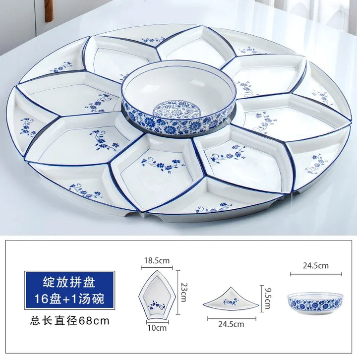 Set plate, net red set, set plate, tableware combination, ceramic dishes, dishes, round tables, dishes, creative household