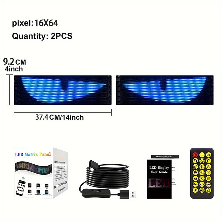 LED Matrix Pixel Panel, Scrolling Bright Advertising LED Signs, Flexible USB 5V LED Car Sign Bluetooth App Control