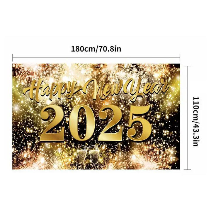 Happy New Year Background Cloth 71 X 43in Photo Booth Firework New Year Party Decoration Background New Year Party Supplies