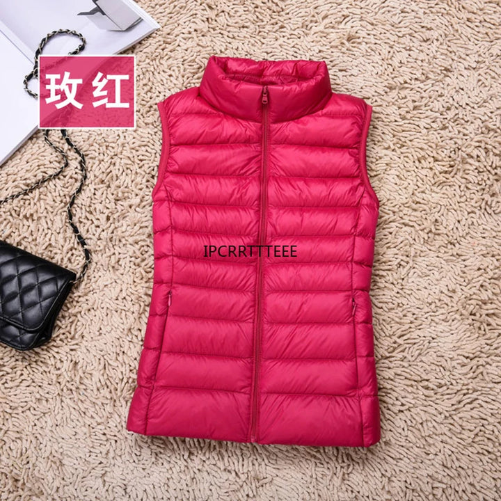 2023 New Women Sleeveless Women Slim Ultra Light Down Jacket Girl Portable Lightweight Vests Windproof Warm Waistcoat