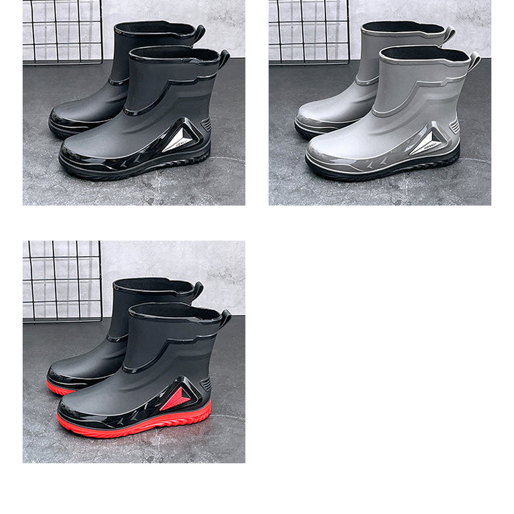 Autumn and winter non-slip rain boots for men warm rain boots, velvet waterproof shoes, kitchen plastic work shoes fishing shoes