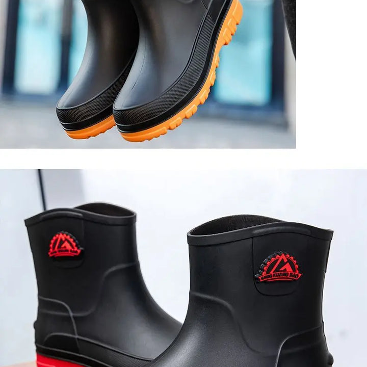 Rain Boots Mens Cropped Rain Boots Non-slip Waterproof Car Wash Work Fishing Water Shoes Thick-soled Wear-resistant Rubber Shoes