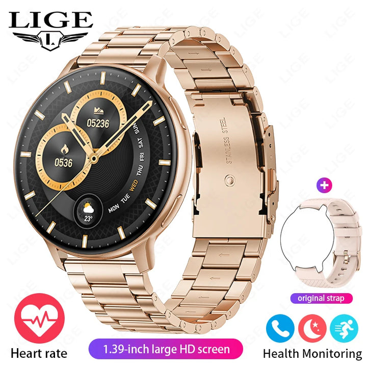 LIGE Fashion Smartwatch For Men Women Bluetooth Call Waterproof Sports Fitness Watches Blood Oxygen Healthy Women Smartwatch Man