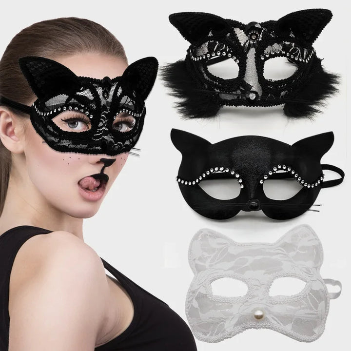 Sexy Lace Mask Women Cat Cosplay Supplies Dance Party Performance Masquerade Fox Mask Couple Animal Face Decor Eyes Accessories