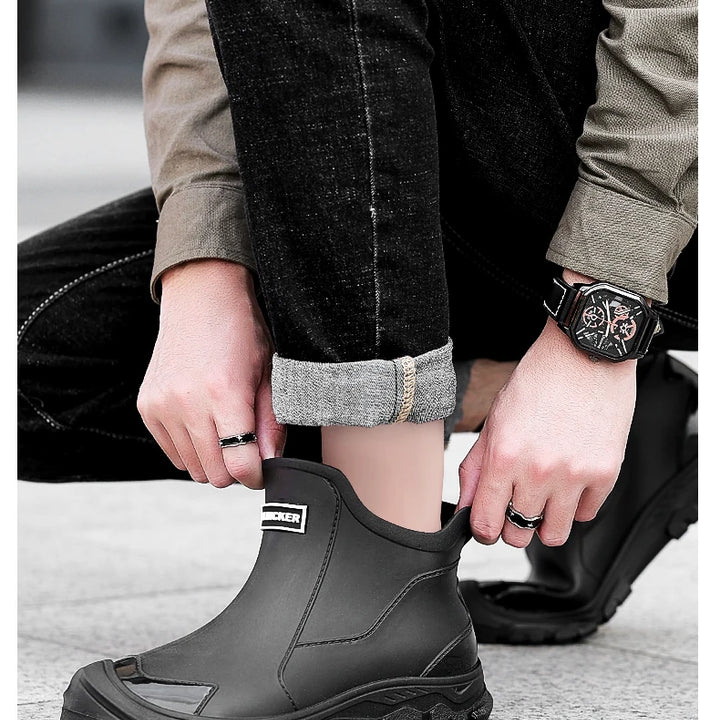 New Winter Cotton Mans Shoes Casual Men's Rain Boots Pvc Waterproof Rubber High Quality Mens Chef Fishing Shoes Size Plus 39-48