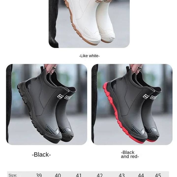 Fashionable Rain Boots for Men New Rainproof and Waterproof Shoes, Short Non-slip Casual Fishing Rubber Boots, Work Rubber Shoes