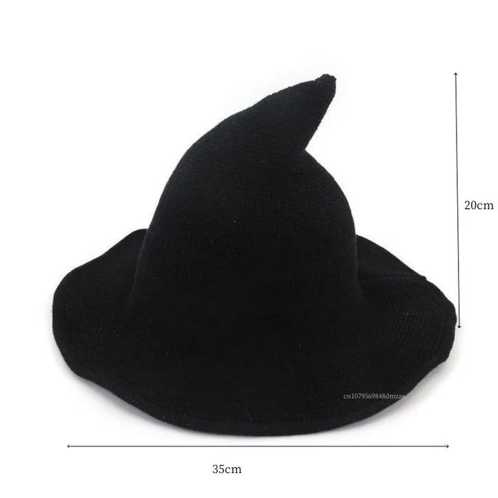 Cospaly Halloween Costume Twist Hat Witch Hat Black Velvet Witch Hat Wizard Velvet Hat Role-playing Accessories