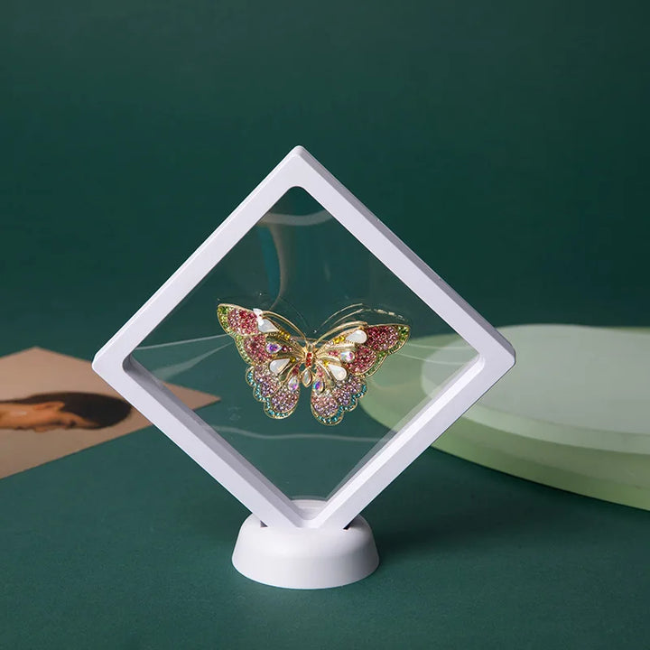 3D Floating Picture Frame Shadow Box Jewelry Display Stand Ring Pendant Holder Protect Jewellery Stone Presentation Case