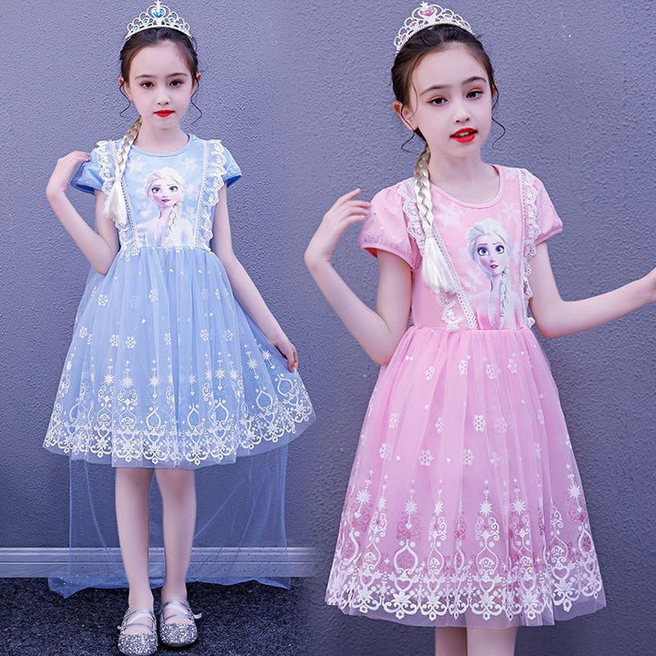 Girl's Cartoon Anime Frozen Elsa Princess Dress Baby Girl Cute Party Cospaly Costumes Halloween Carnival Ball Dresses 1-10 Years