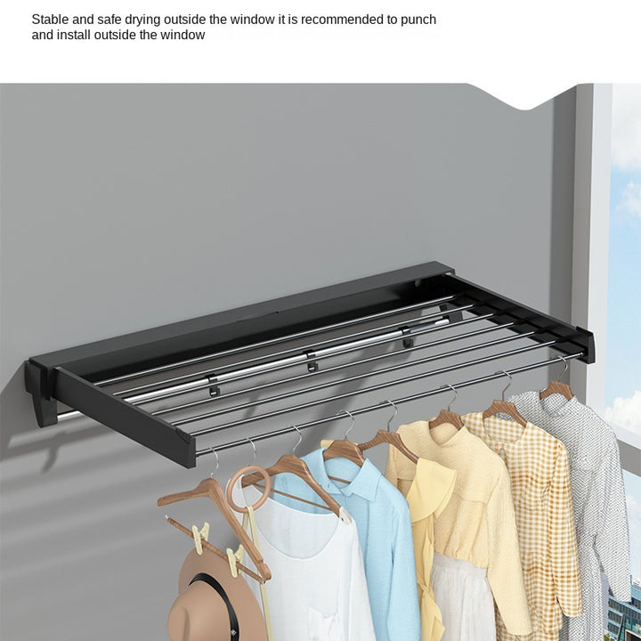 Invisible Retractable Drying Rack Multifunctional Bathroom Towel Rack Indoor Balcony Folding Telescopic Drying Rod No Punch Hole