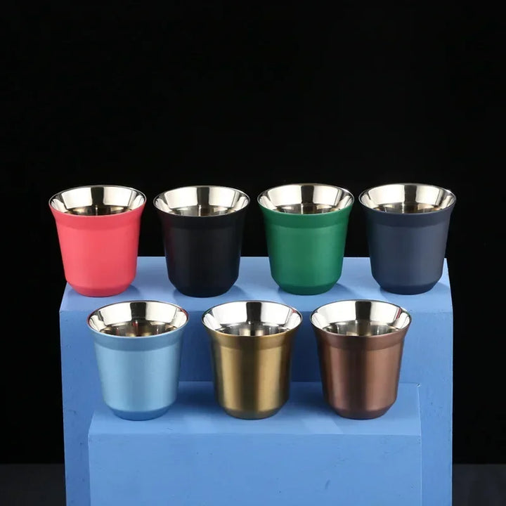 304 Stainless Steel Double-layer Coffee Cups, Insulated Tea and Water Cups, Beer Cups, Capsule Coffee Cups