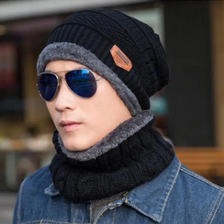 Winter Fleece Scarf Hats Thicken Plush Warm Beanies Wool Knit Caps Men Women Outdoor Cycling Ski Cold Protection Neck Mask Hat