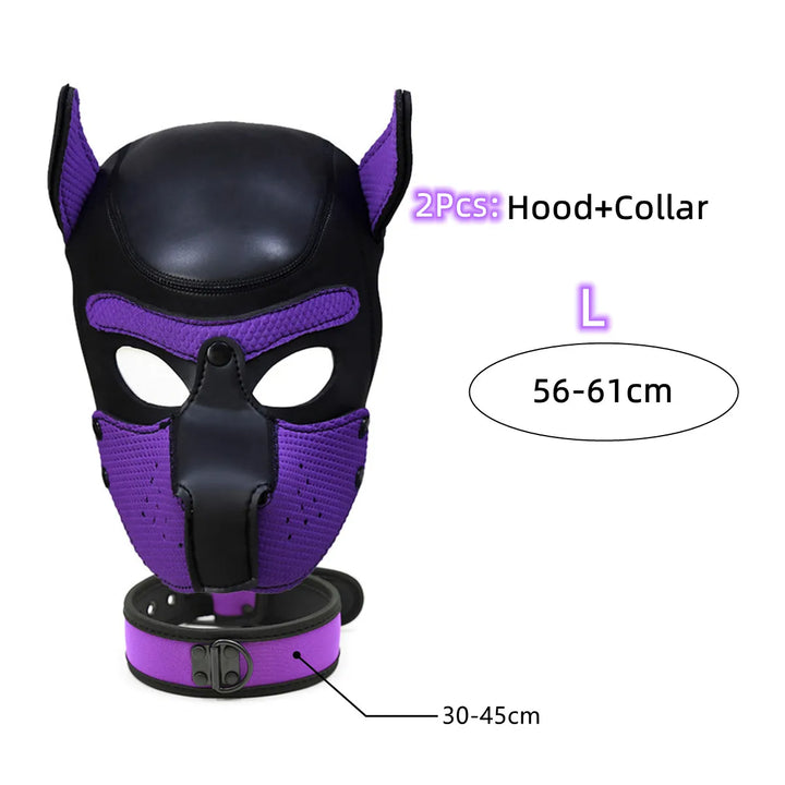 Puppy Cosplay Costumes of XL Code Brand New Increase Large Size Padded Rubber Full Head Hood Mask with Collar for Dog Roleplay