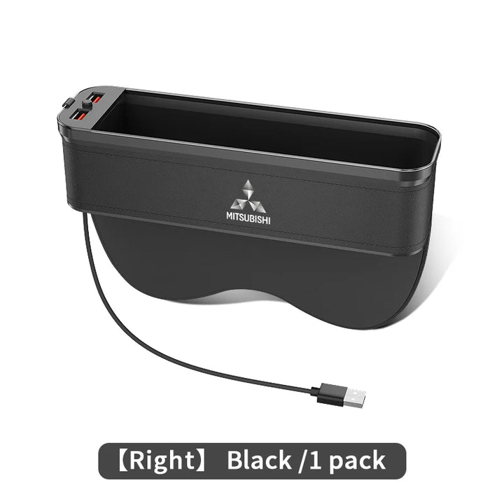 Car Seat Gap Organizer USB Charging Multifunction Storage Box For Mitsubishi Outlander Pajero Lancer EX Evolution X Ralliart Asx