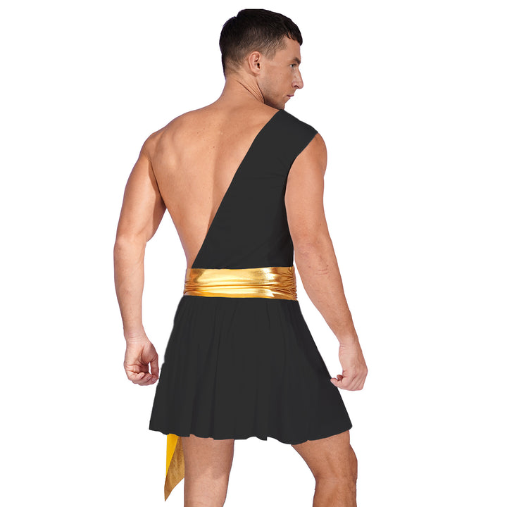 Men's  Ancient Greek God Halloween Party Costume Cosplay One Shoulder Strap Skirts Knight Warrior Theatrical Performance Outfit