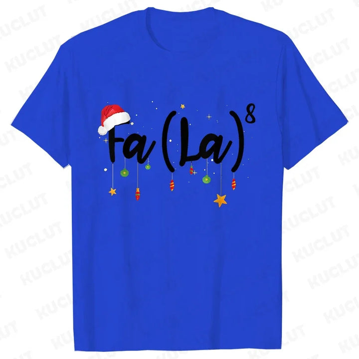 Fa (la)8 Funny Christmas Santa Men T-shirt Fashion Christmas Holiday Party Shirt Short Sleeve Tees Casual Oversized Streetwear