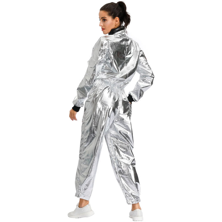 Halloween Christmas Silver Spaceman Men Women Space Suit Adult Children Astronaut Costume Family Party Dress Up Birthday Gift