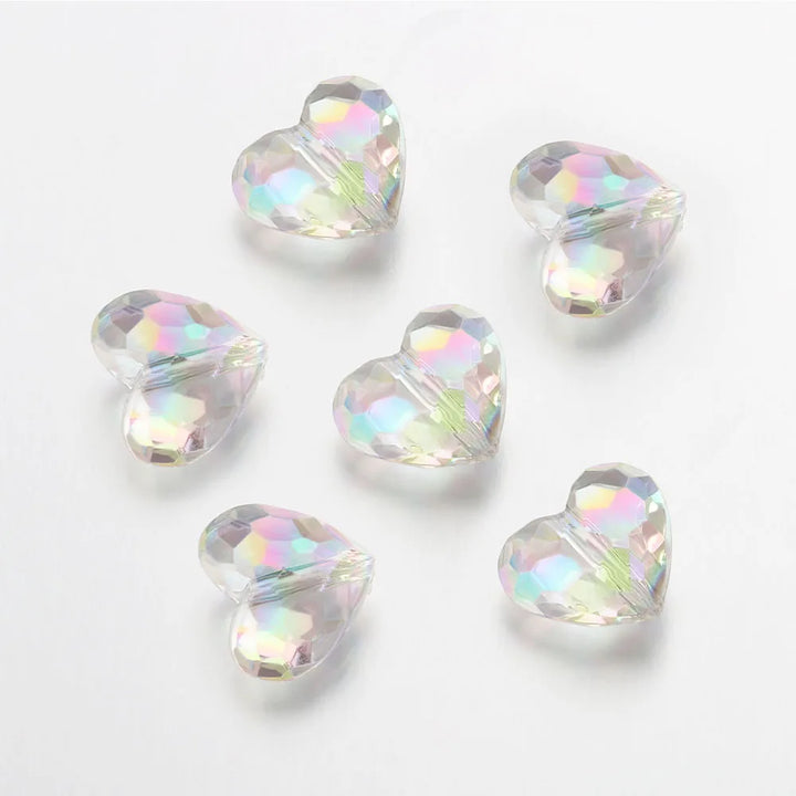 20pcs Acrylic Love Heart Beads Shiny Mix AB Color Large Crystal Loose Spacer Beads for Necklace Bracelet Pendant Jewelry Making