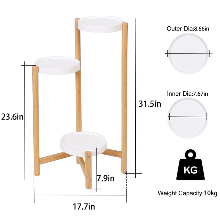 Indoor Outdoor Corner Bamboo 3/4/5 Tier Plant Stand Round Planter Flower Potted Display Holder Rack